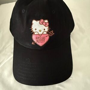 Hello Kitty by Sanrio Black Basebalk cap hat with pink heart NWT